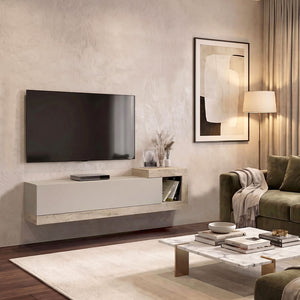 Έπιπλο τηλεόρασης επιτοίχιο Volare  χρώμα sandstone - travertine 150x29,6x38,6εκ.