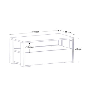 Τραπεζάκι σαλονιού Balina  χρώμα λευκό 110x60x40εκ.