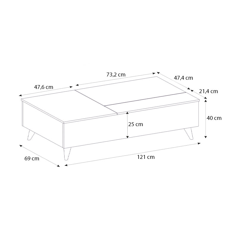 Τραπεζάκι σαλονιού Roy  με σερβιτόρο χρώμα λευκό 121x69x40εκ.