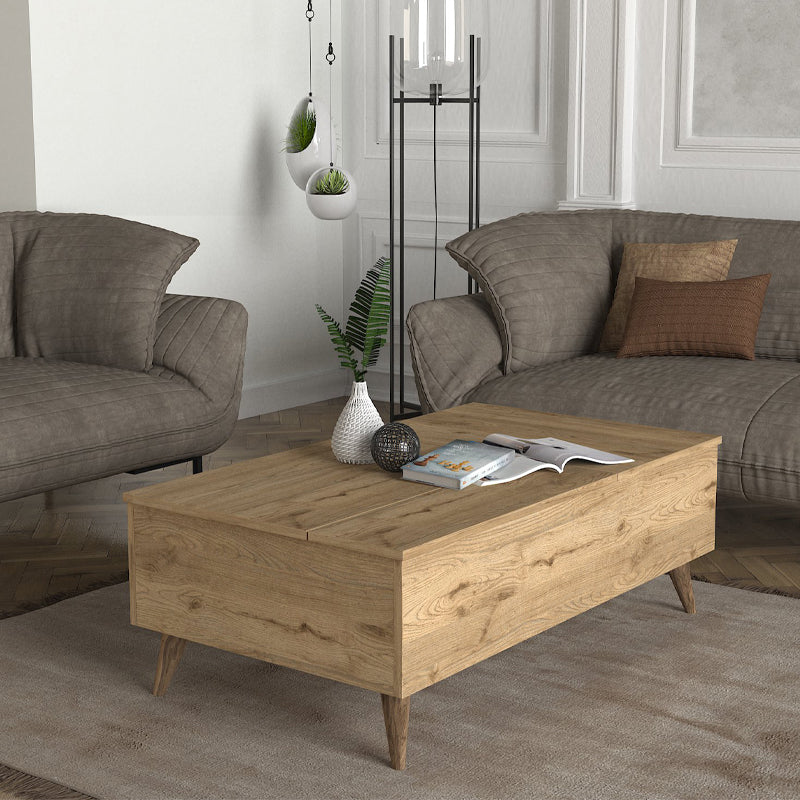 Τραπεζάκι σαλονιού Roy  με σερβιτόρο χρώμα sepet oak 121x69x40εκ. - Pakobazaar