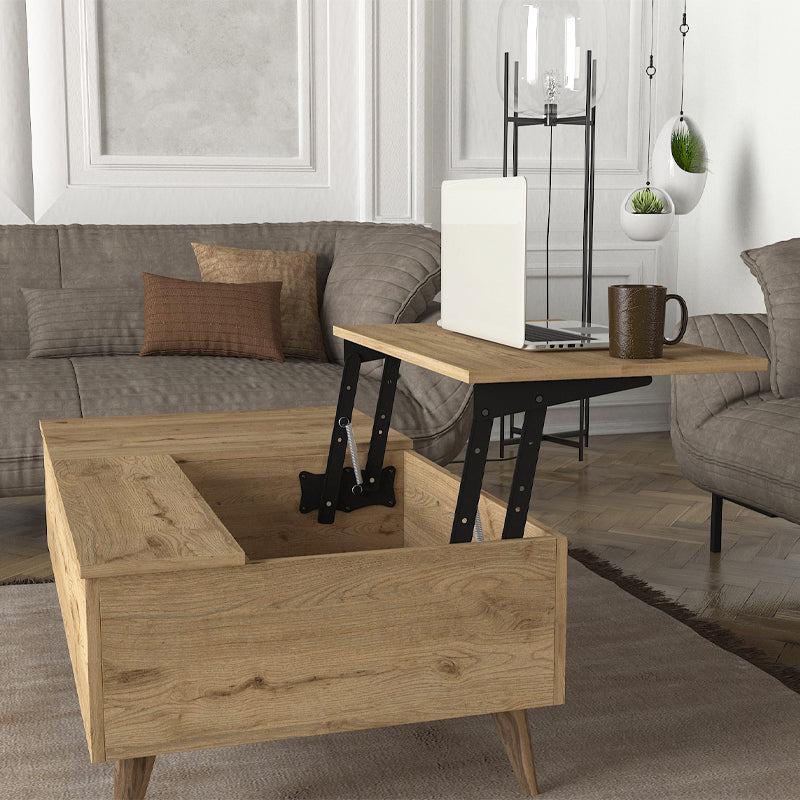 Τραπεζάκι σαλονιού Roy  με σερβιτόρο χρώμα sepet oak 121x69x40εκ. - Pakobazaar