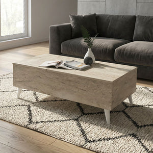 Τραπεζάκι σαλονιού Roy  με σερβιτόρο χρώμα travertine 121x69x40εκ. - Pakobazaar