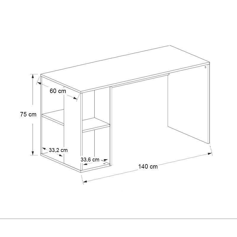 Γραφείο εργασίας Coral  χρώμα λευκό - καρυδί 140x60x75εκ. - Pakobazaar