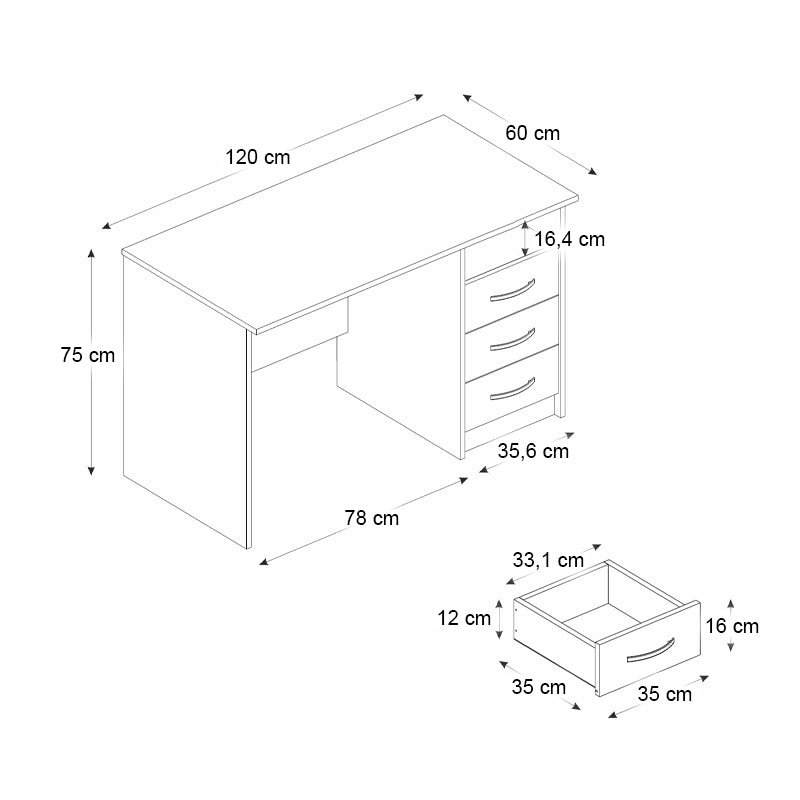 Γραφείο εργασίας Eldoris  χρώμα λευκό 120x60x75εκ.
