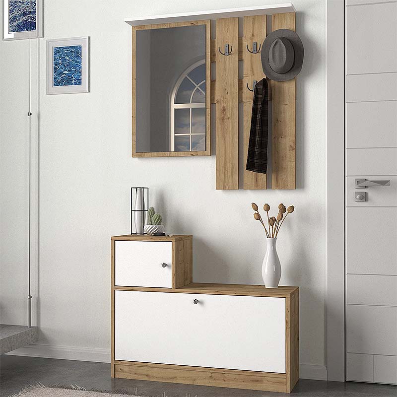 Έπιπλο εισόδου Galina  χρώμα sapphire oak - λευκό 91,8x27x70εκ. - Pakobazaar