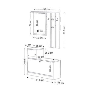 Έπιπλο εισόδου Galina  χρώμα sapphire oak - λευκό 91,8x27x70εκ. - Pakobazaar