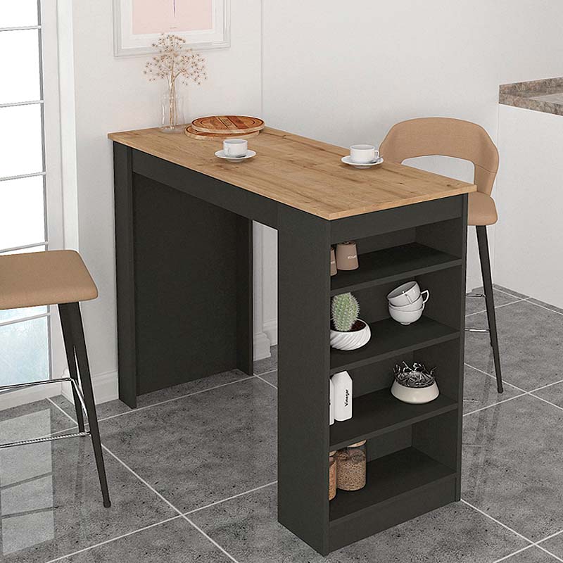 Τραπέζι μπαρ Monaco  χρώμα ανθρακί - sapphire oak 120x51,6x101,8εκ. - Pakobazaar