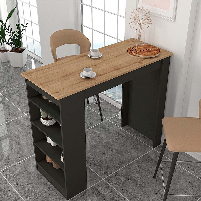 Τραπέζι μπαρ Monaco  χρώμα ανθρακί - sapphire oak 120x51,6x101,8εκ. - Pakobazaar