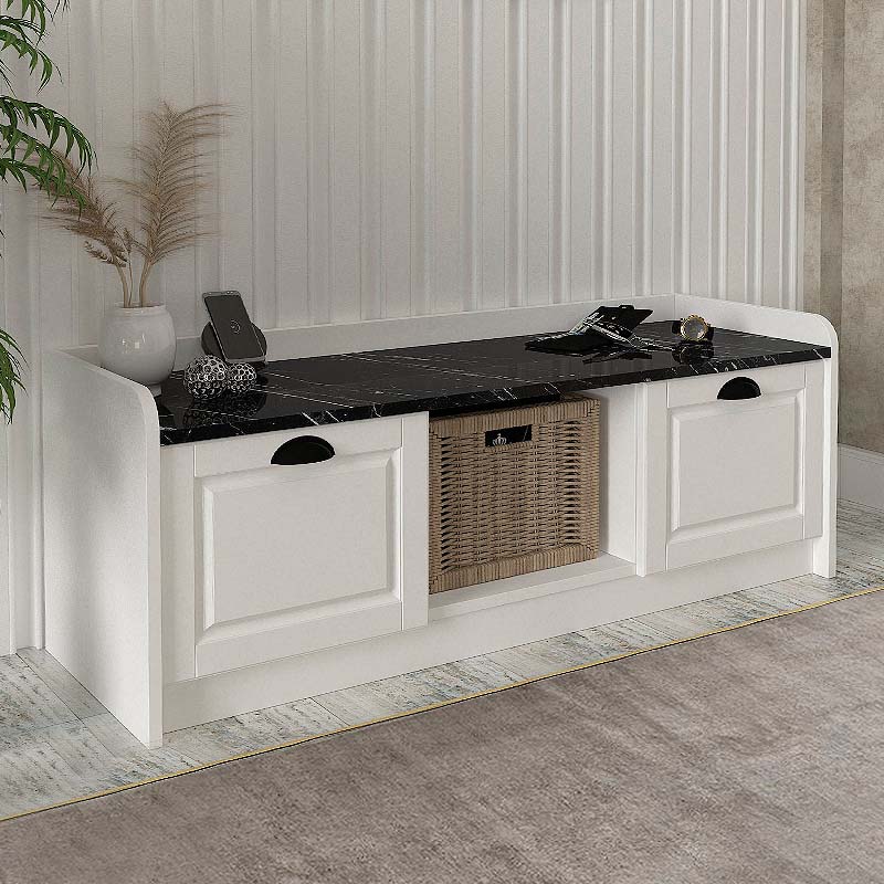 Παπουτσοθήκη Rayne  χρώμα λευκό - μαύρο εφέ μαρμάρου 120x40x45εκ.