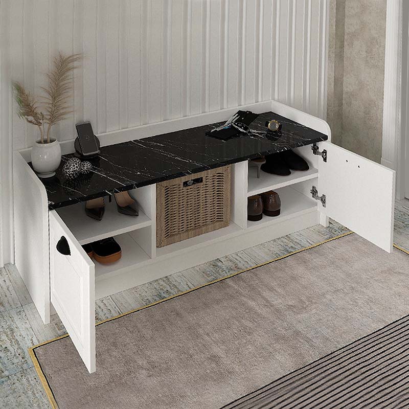 Παπουτσοθήκη Rayne  χρώμα λευκό - μαύρο εφέ μαρμάρου 120x40x45εκ.