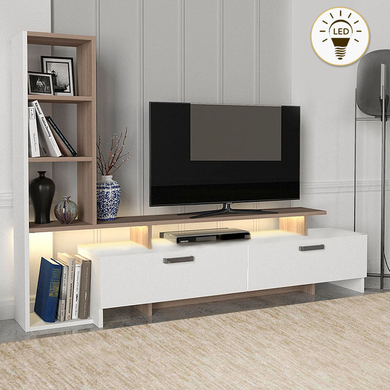 Σύνθεση τηλεόρασης Simal  με LED χρώμα λευκό - cordoba 168,2x31,3x120εκ. - Pakobazaar