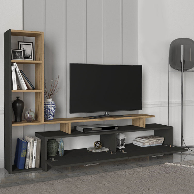 Σύνθεση τηλεόρασης Simal  με LED χρώμα ανθρακί - sepet oak 168,2x31,3x120εκ. - Pakobazaar