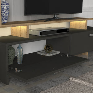 Σύνθεση τηλεόρασης Simal  με LED χρώμα ανθρακί - sepet oak 168,2x31,3x120εκ. - Pakobazaar