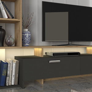 Σύνθεση τηλεόρασης Simal  με LED χρώμα ανθρακί - sepet oak 168,2x31,3x120εκ. - Pakobazaar