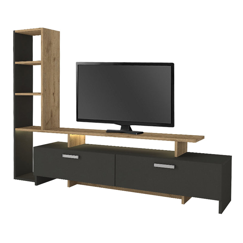 Σύνθεση τηλεόρασης Simal  με LED χρώμα ανθρακί - sepet oak 168,2x31,3x120εκ. - Pakobazaar