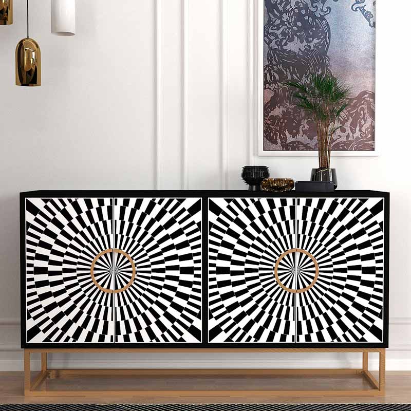 Μπουφές Gradel  χρώμα μαύρο - ασπρόμαυρο 150x35x83,6εκ.