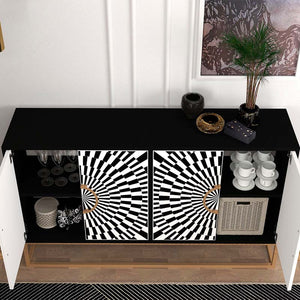Μπουφές Gradel  χρώμα μαύρο - ασπρόμαυρο 150x35x83,6εκ.