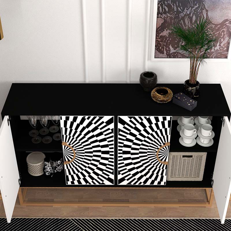 Μπουφές Gradel  χρώμα μαύρο - ασπρόμαυρο 150x35x83,6εκ.