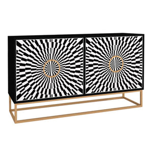 Μπουφές Gradel  χρώμα μαύρο - ασπρόμαυρο 150x35x83,6εκ.