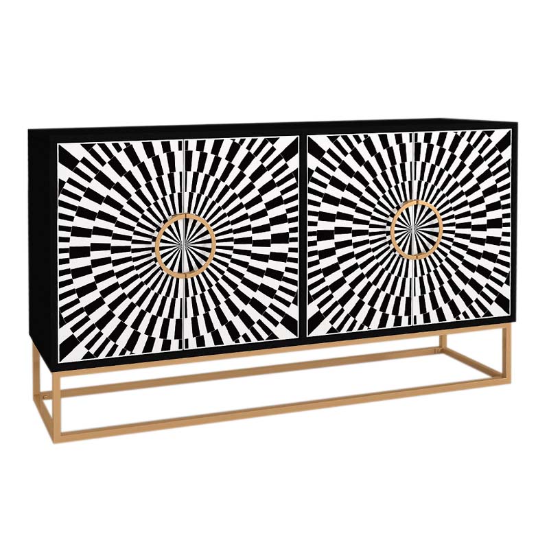 Μπουφές Gradel  χρώμα μαύρο - ασπρόμαυρο 150x35x83,6εκ.
