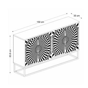 Μπουφές Gradel  χρώμα μαύρο - ασπρόμαυρο 150x35x83,6εκ.
