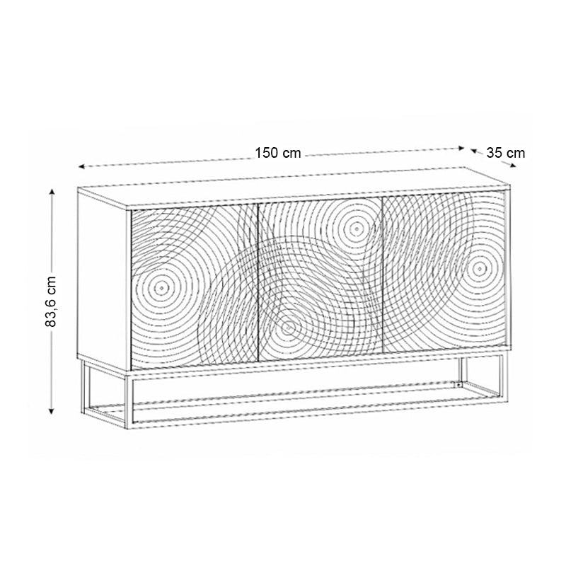 Μπουφές Themis  χρώμα μαύρο - sapphire oak 150x35x83,6εκ.