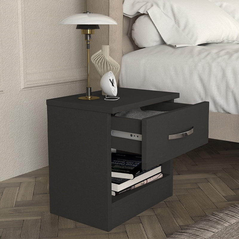 Κομοδίνο Lube  χρώμα ανθρακί 40x28,2x40εκ. - Pakobazaar