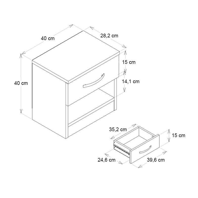 Κομοδίνο Lube  χρώμα καρυδί 40x28,2x40εκ. - Pakobazaar