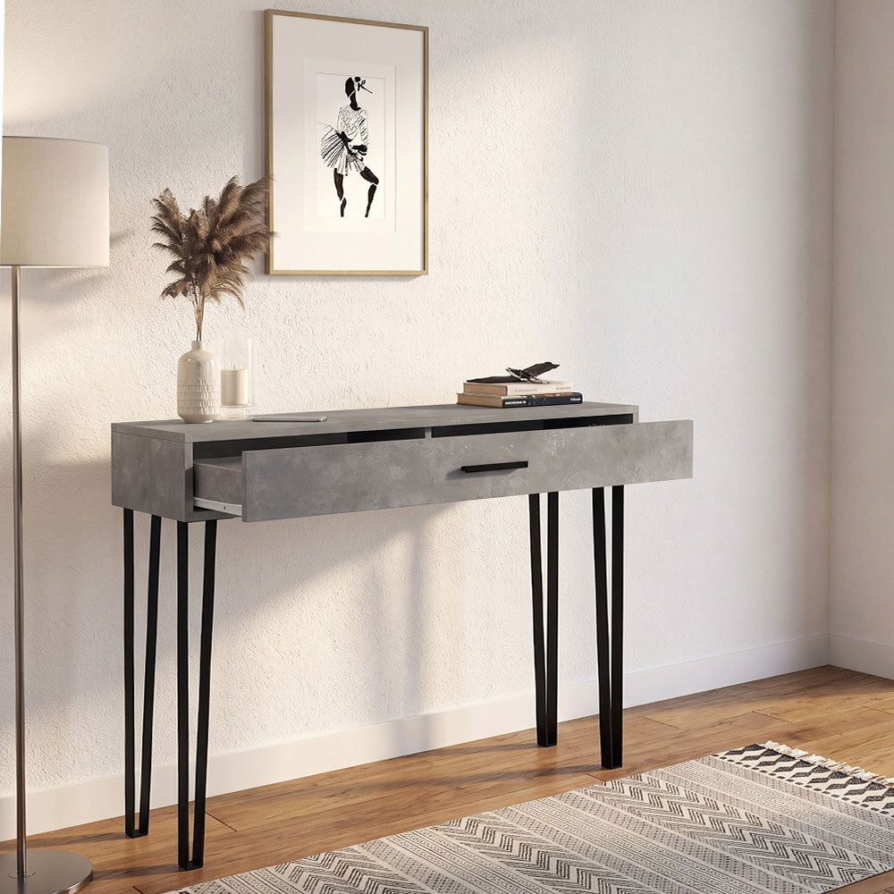 Κονσόλα Rochel  χρώμα γκρι σκυροδέματος 120x35x89,8εκ.