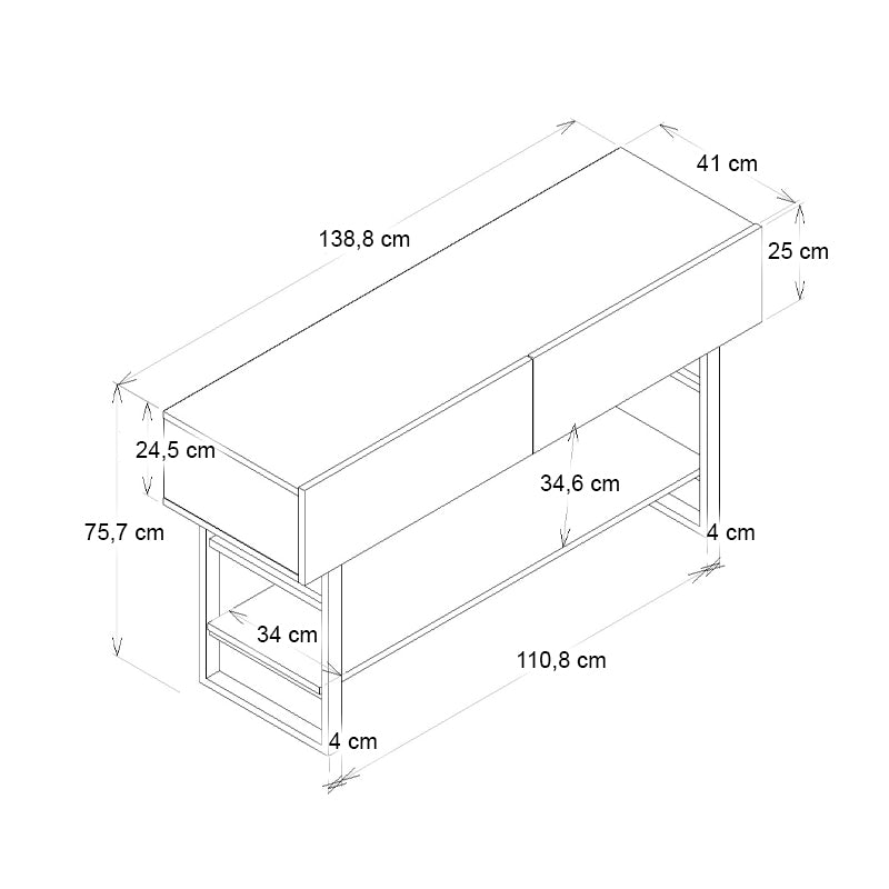Κονσόλα Aron  χρώμα atlantic pine 138,8x41x75,7εκ.