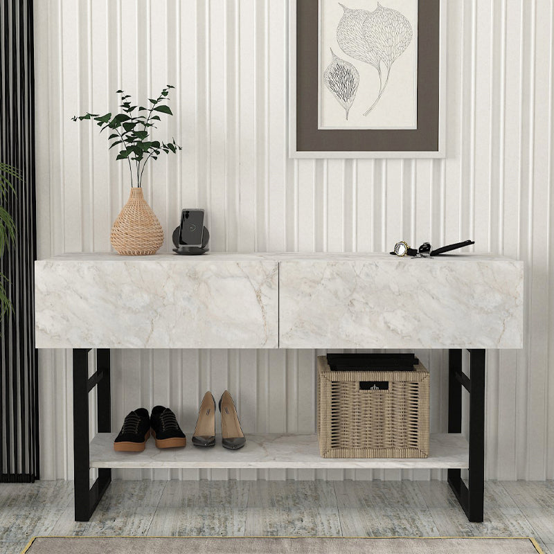 Κονσόλα Aron  χρώμα λευκό εφέ μαρμάρου 138,8x41x75,7εκ.