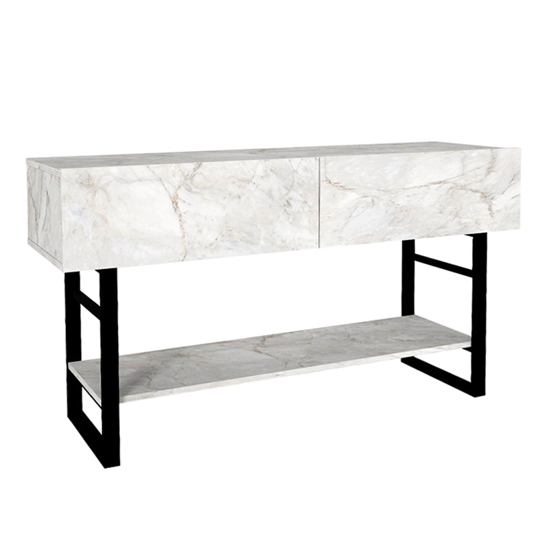 Κονσόλα Aron  χρώμα λευκό εφέ μαρμάρου 138,8x41x75,7εκ.