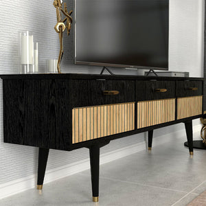 Έπιπλο τηλεόρασης Bolea  χρώμα modern black 150x35x49,7 εκ. - Pakobazaar