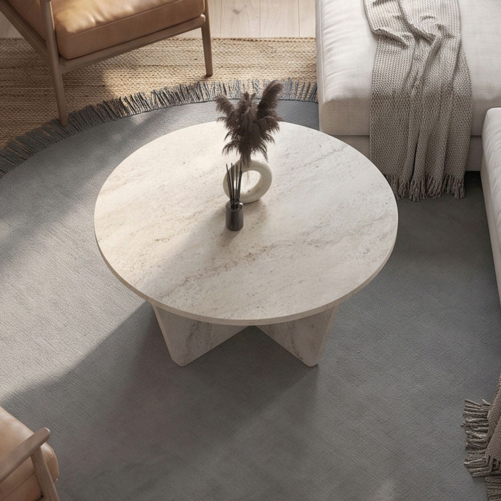 Τραπεζάκι σαλονιού Lagerta  χρώμα travertine Ø75x35εκ.