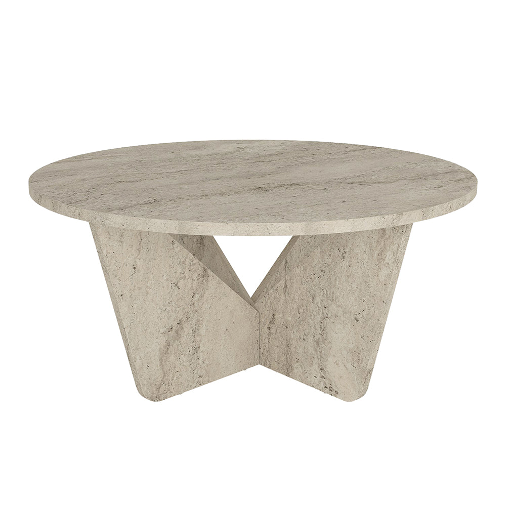 Τραπεζάκι σαλονιού Lagerta  χρώμα travertine Ø75x35εκ.