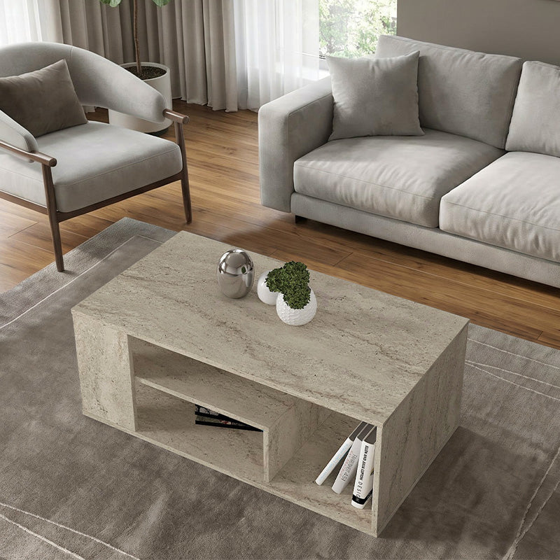 Τραπεζάκι σαλονιού Abdera  χρώμα travertine 110x60x42εκ. - Pakobazaar