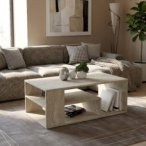 Τραπεζάκι σαλονιού Abdera  χρώμα travertine 110x60x42εκ. - Pakobazaar