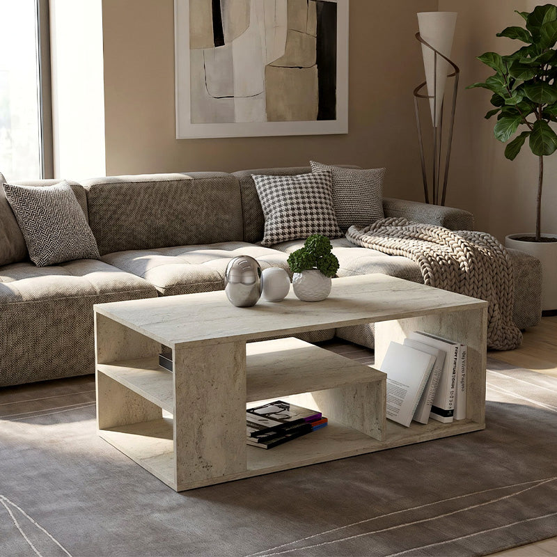 Τραπεζάκι σαλονιού Abdera  χρώμα travertine 110x60x42εκ. - Pakobazaar
