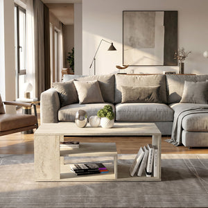 Τραπεζάκι σαλονιού Abdera  χρώμα travertine 110x60x42εκ. - Pakobazaar