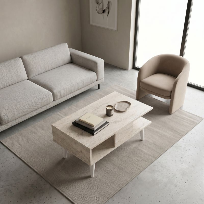 Τραπεζάκι σαλονιού Andros  χρώμα travertine 90x54x39,6εκ. - Pakobazaar