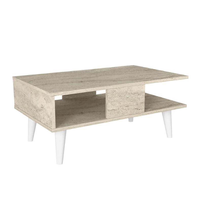Τραπεζάκι σαλονιού Andros  χρώμα travertine 90x54x39,6εκ. - Pakobazaar