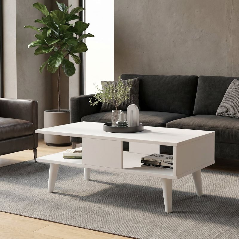 Τραπεζάκι σαλονιού Andros  χρώμα λευκό 90x54x39,6εκ. - Pakobazaar