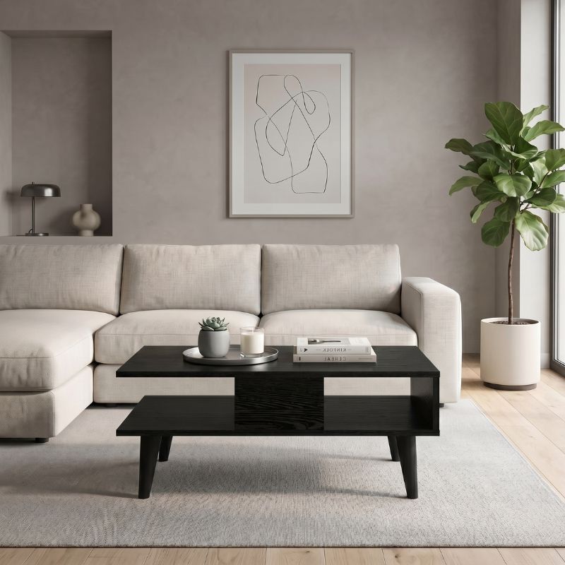 Τραπεζάκι σαλονιού Andros  χρώμα sencron black 90x54x39,6εκ. - Pakobazaar