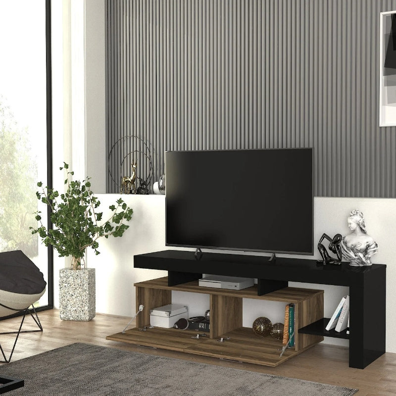Έπιπλο τηλεόρασης Acnes  χρώμα μαύρο - καρυδί 160x40x53εκ. - Pakobazaar