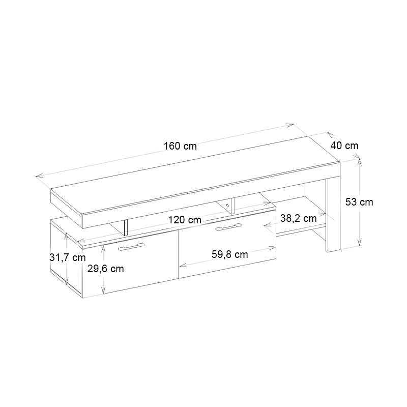 Έπιπλο τηλεόρασης Acnes  χρώμα μαύρο - καρυδί 160x40x53εκ. - Pakobazaar