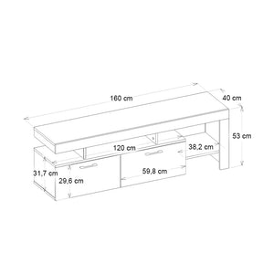 Έπιπλο τηλεόρασης Acnes  χρώμα λευκό - sapphire oak 160x40x53εκ.