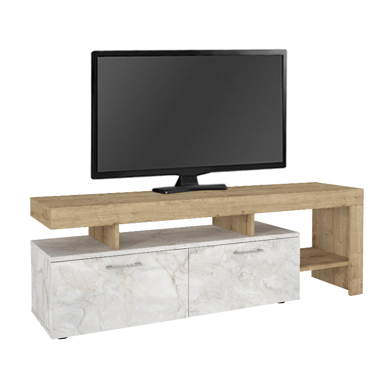 Έπιπλο τηλεόρασης Acnes  χρώμα λευκό εφέ μαρμάρου - sapphire oak 160x40x53εκ.