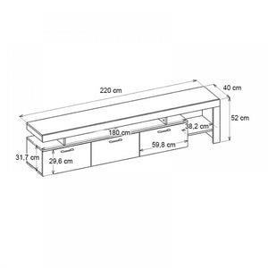 Έπιπλο τηλεόρασης Acnes  χρώμα λευκό - sapphire oak 220x40x52εκ. - Pakobazaar