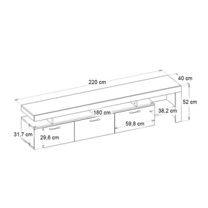 Έπιπλο τηλεόρασης Acnes  χρώμα travertine 220x40x52εκ. - Pakobazaar