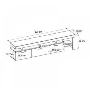 Έπιπλο τηλεόρασης Acnes  χρώμα γκρι σκυροδέματος 220x40x52εκ.